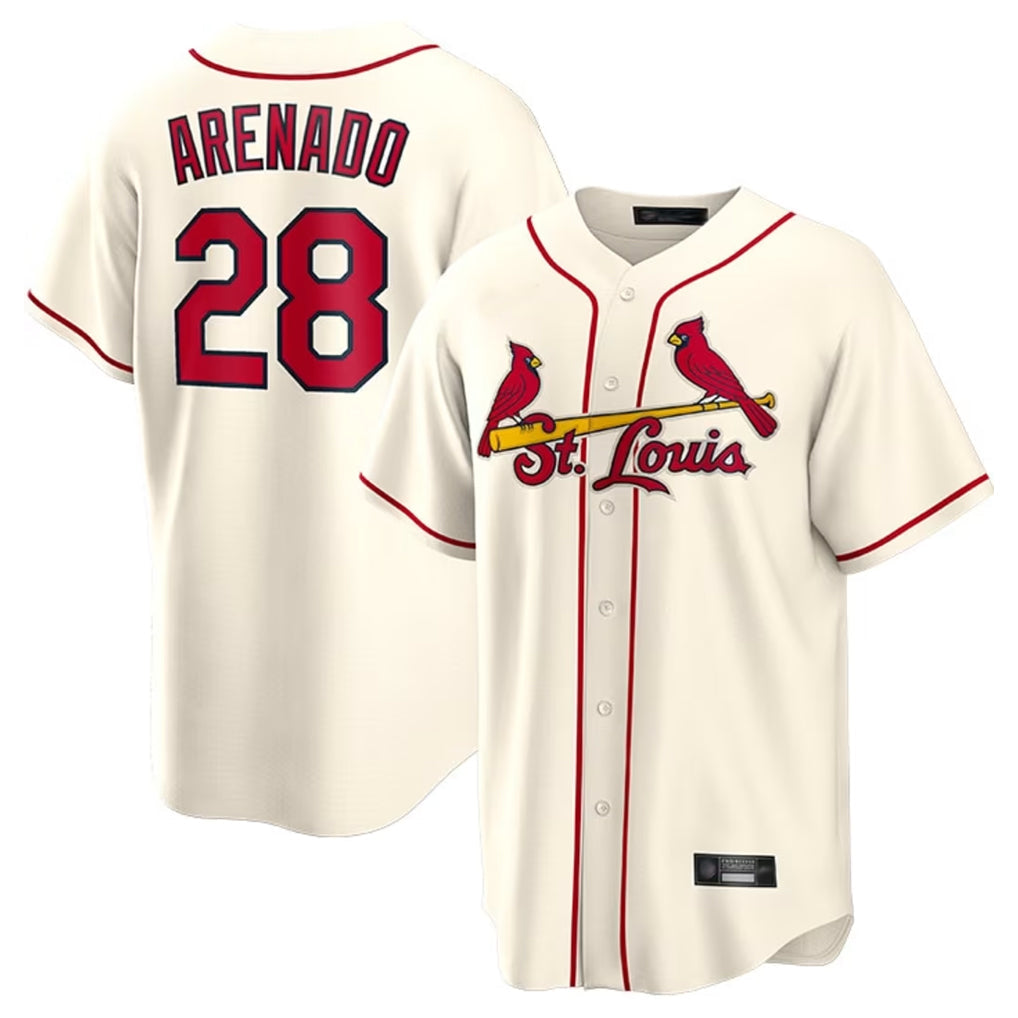 Choea St. Louis Cardinals #28 Nolan Arenado Player Cream Home Game Stitched Jerseys