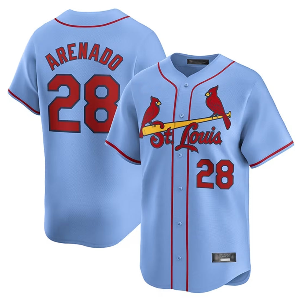Choea St. Louis Cardinals #28 Nolan Arenado Player Light Blue Home Limited Stitched Jerseys