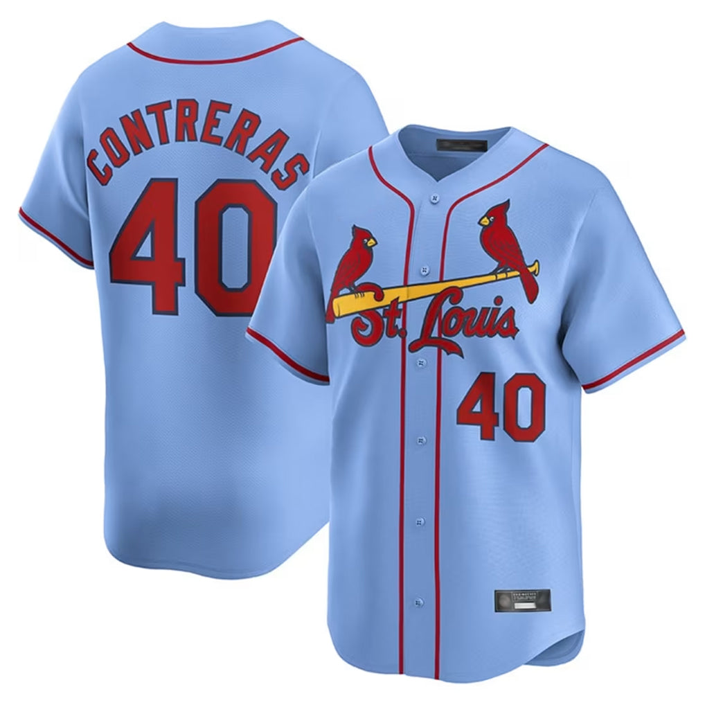 Choea St. Louis Cardinals #40 Willson Contreras Player Light Blue Home Limited Stitched Jerseys