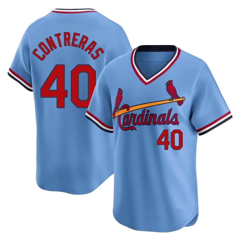 Choea St. Louis Cardinals #40 Willson Contreras Player Light Blue Throwback Cooperstown Collection Limited Stitched Jerseys