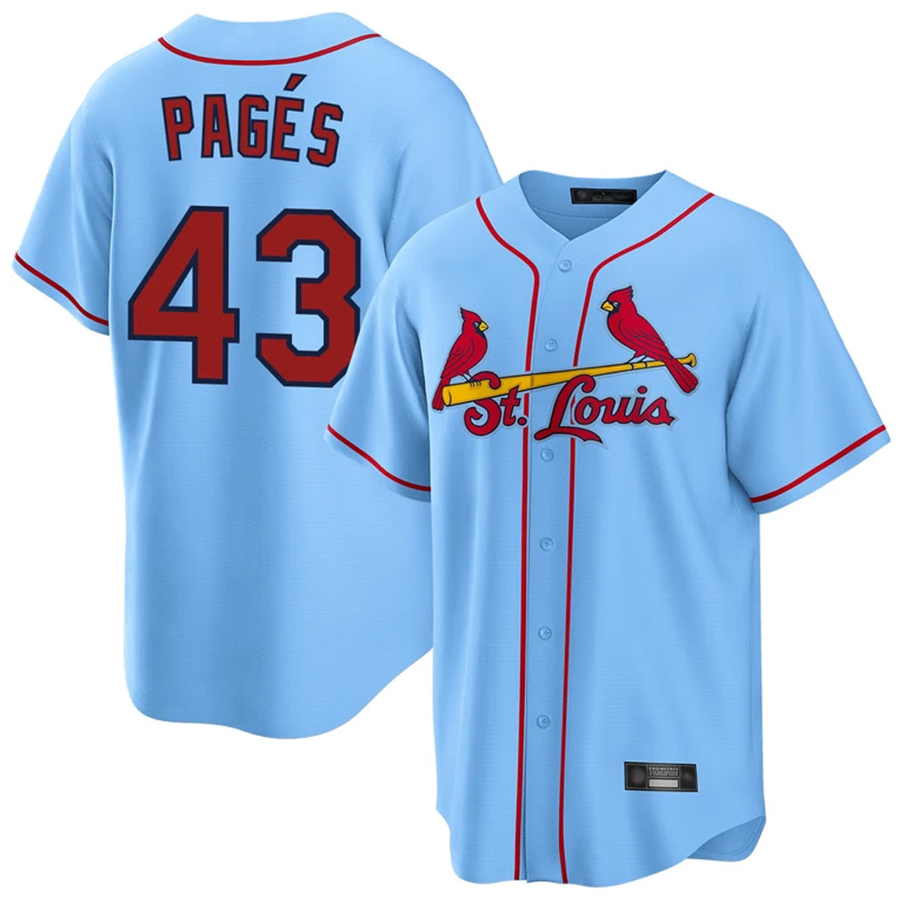 Choea St. Louis Cardinals #43 Pedro Pages Player Light Blue Home Game Stitched Jerseys