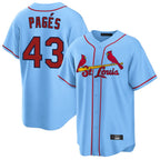 Choea St. Louis Cardinals #43 Pedro Pages Player Light Blue Home Game Stitched Jerseys