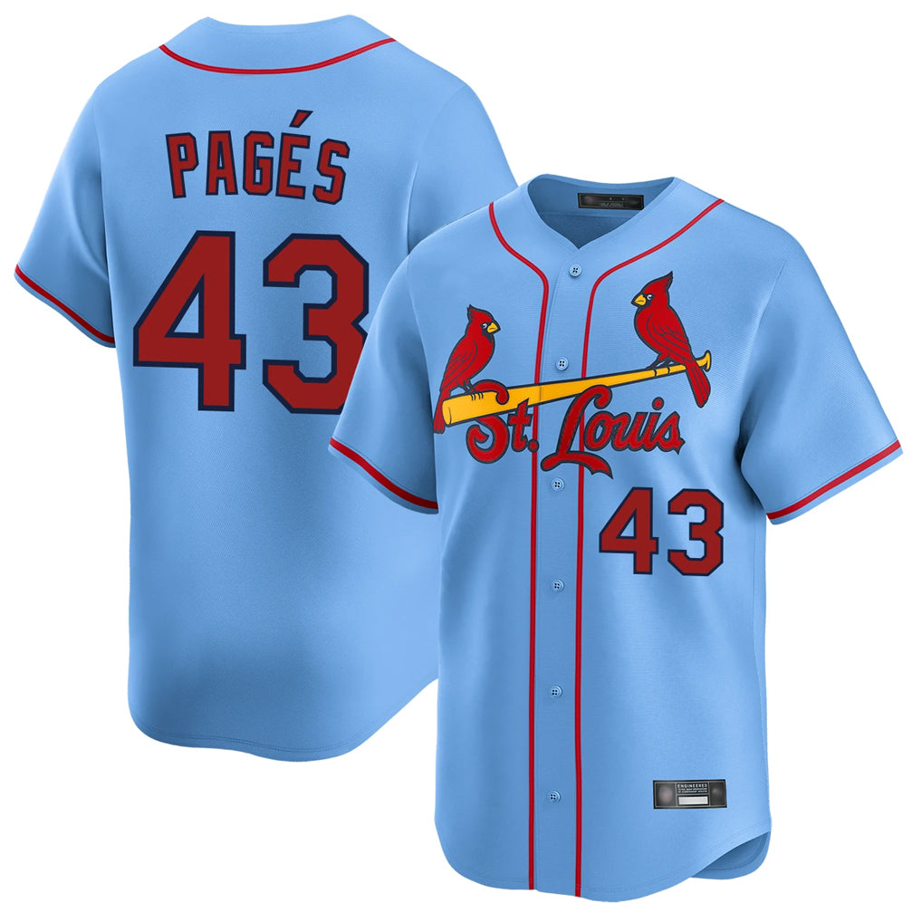 Choea St. Louis Cardinals #43 Pedro Pages Player Light Blue Home Limited Stitched Jerseys