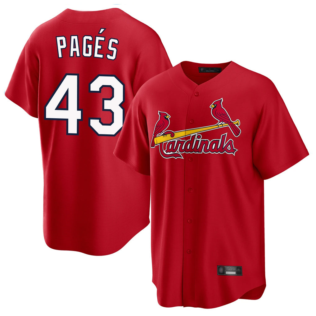 Choea St. Louis Cardinals #43 Pedro Pages Player Red Home Game Stitched Jerseys