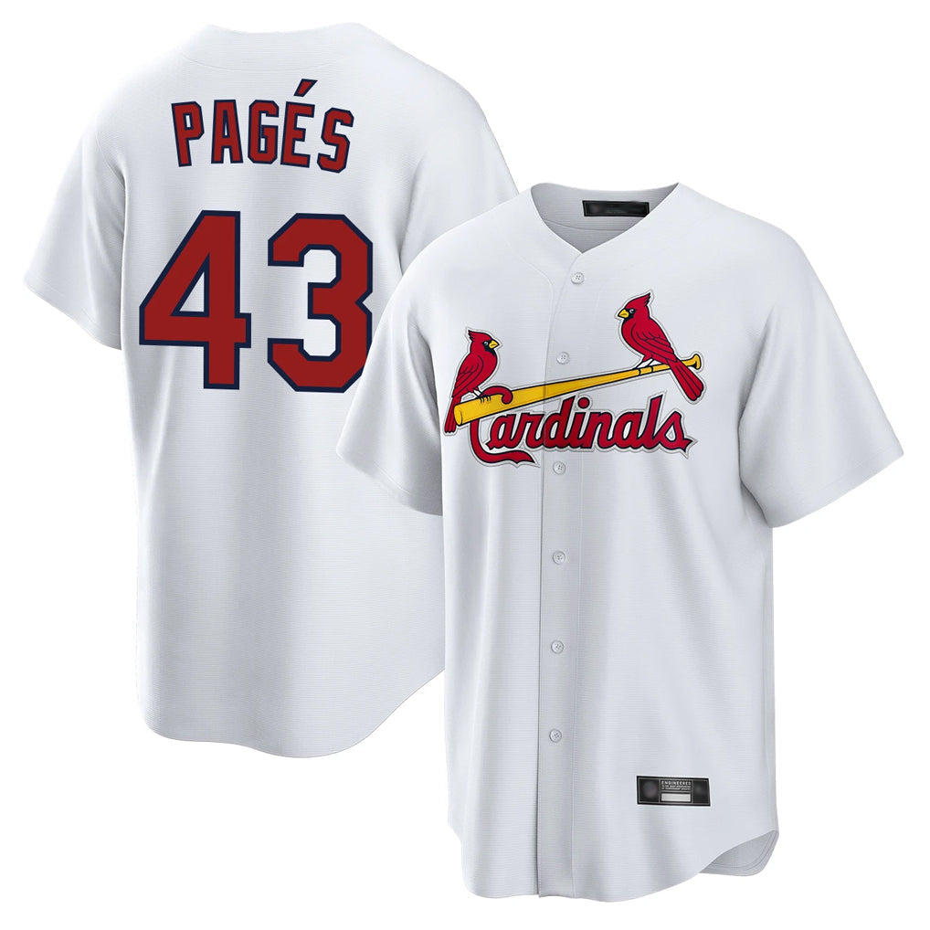 Choea St. Louis Cardinals #43 Pedro Pages Player White Home Game Stitched Jerseys
