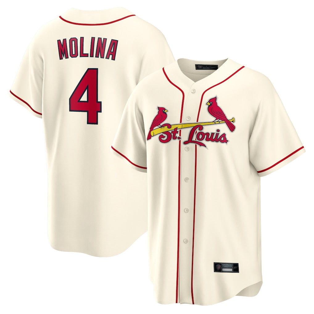 Choea St. Louis Cardinals #4 Yadier Molina Player Cream Home Game Stitched Jerseys