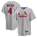 Choea St. Louis Cardinals #4 Yadier Molina Player Gray Home Game Stitched Jerseys