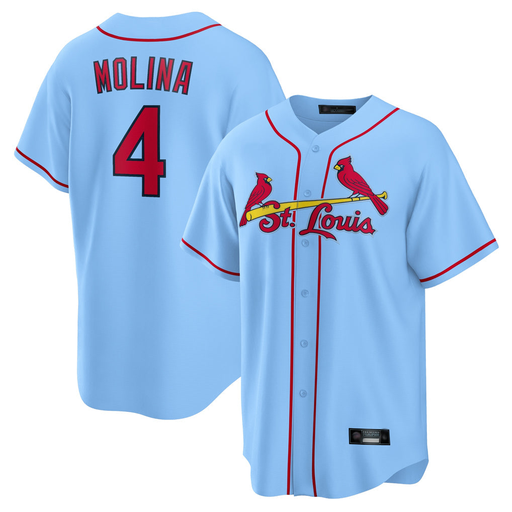 Choea St. Louis Cardinals #4 Yadier Molina Player Light Blue Home Game Stitched Jerseys