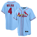 Choea St. Louis Cardinals #4 Yadier Molina Player Light Blue Home Game Stitched Jerseys