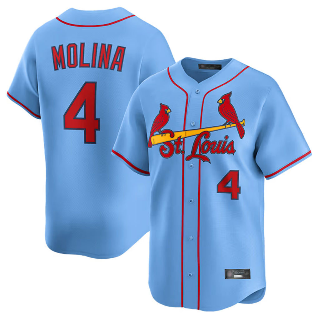 Choea St. Louis Cardinals #4 Yadier Molina Player Light Blue Home Limited Stitched Jerseys