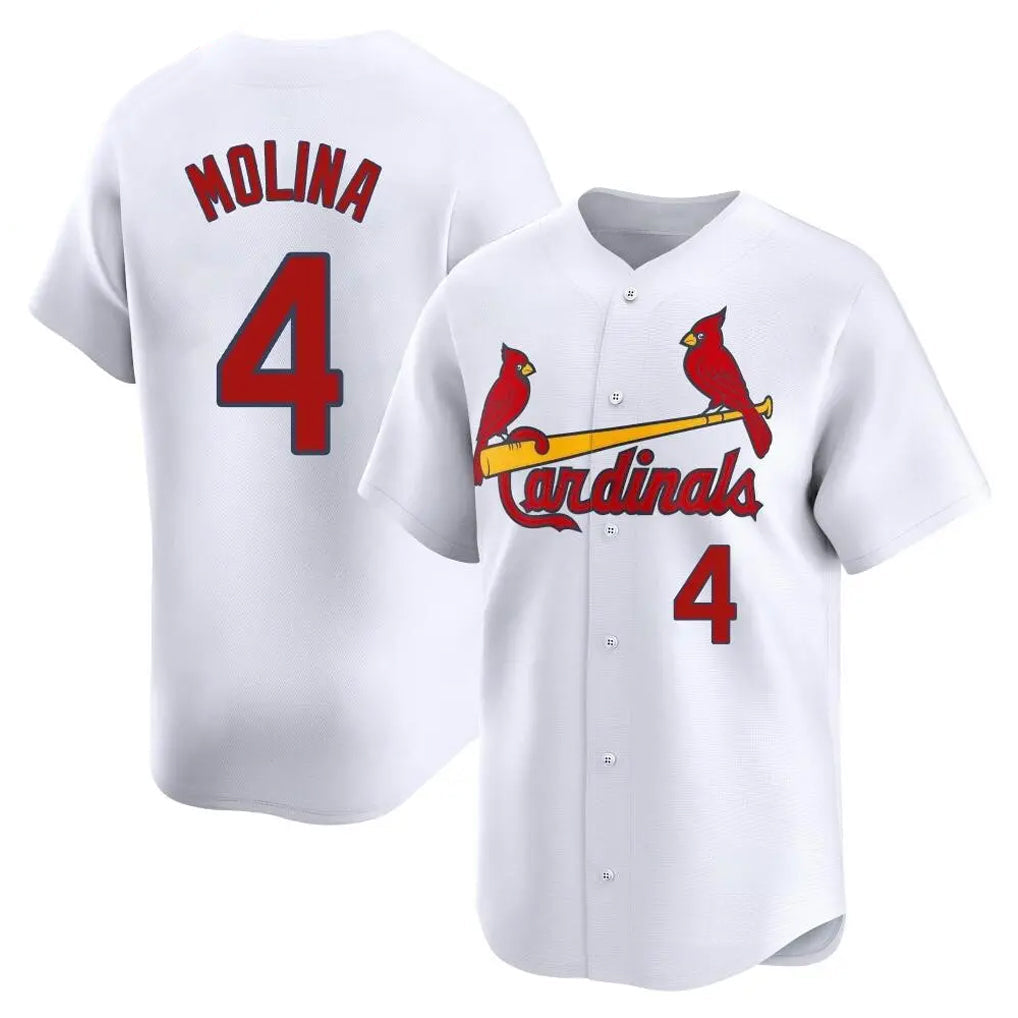 Choea St. Louis Cardinals #4 Yadier Molina Player White Home Limited Stitched Jerseys