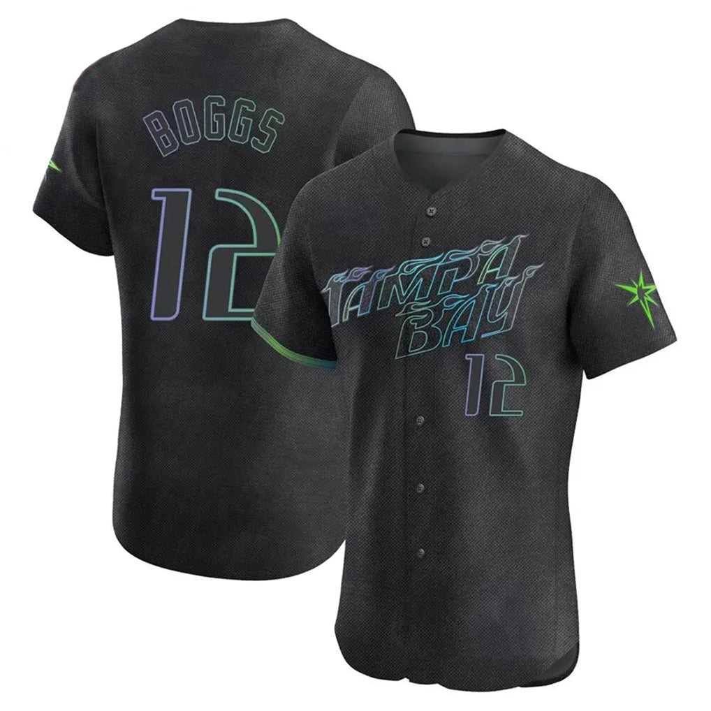Choea TB.Rays #12 Wade Boggs Player Black City Connect Home Limited Elite Stitched Jerseys