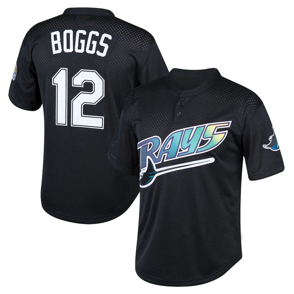 Choea TB.Rays #12 Wade Boggs Player Black Mitchell & Ness Cooperstown Collection Mesh Batting Practice Stitched Jerseys