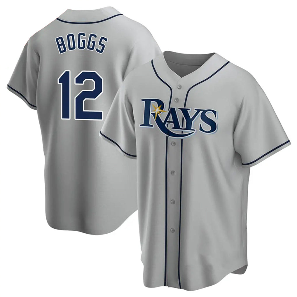 Choea TB.Rays #12 Wade Boggs Player Gray Home Game Stitched Jerseys