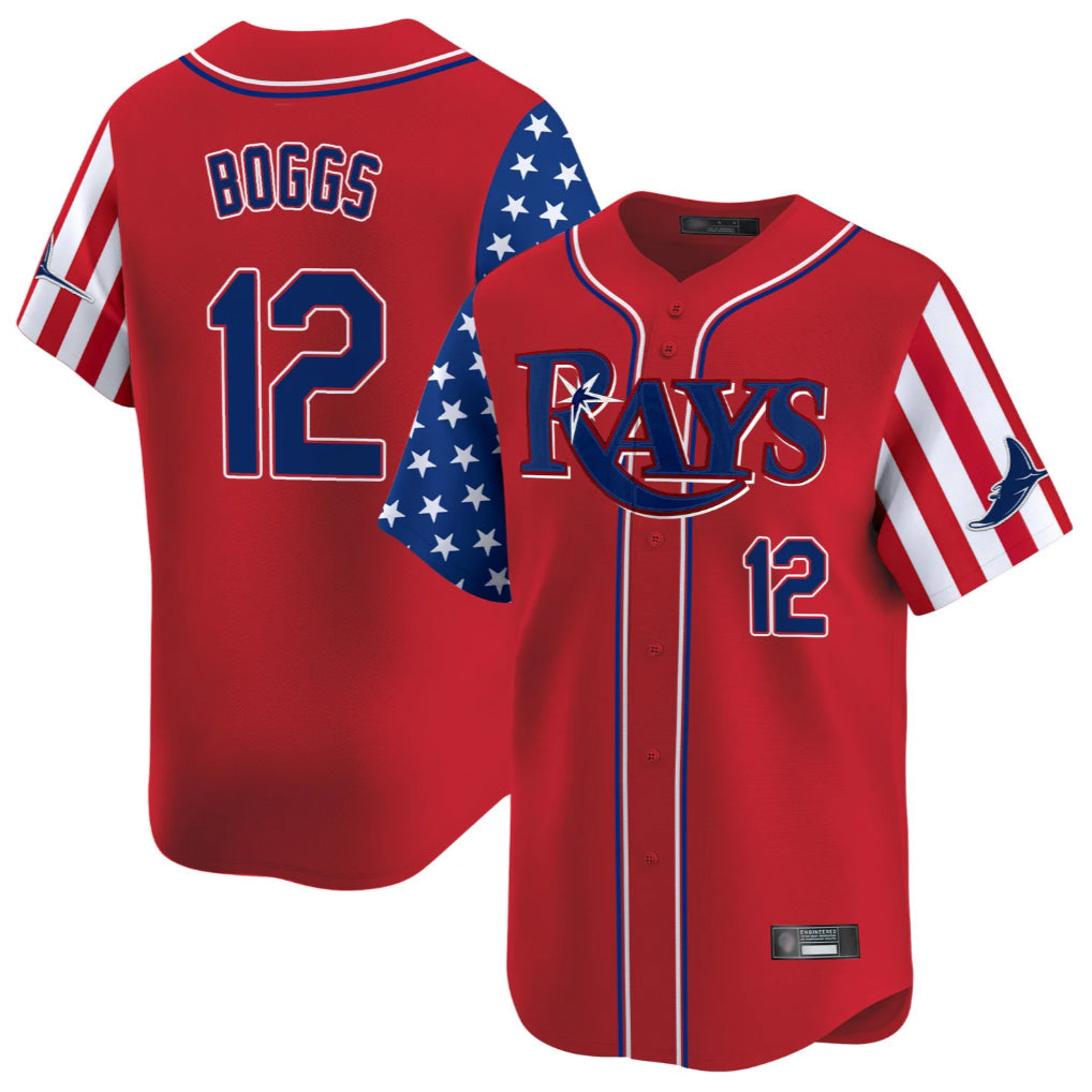 Choea TB.Rays #12 Wade Boggs Player Red 2025 Independence Day Vapor Premier Limited Stitched Jerseys