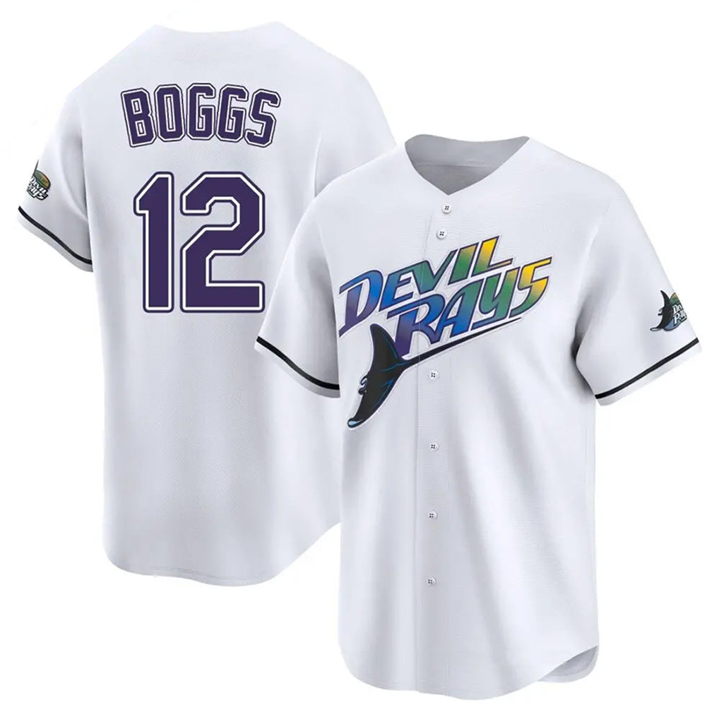 Choea TB.Rays #12 Wade Boggs Player White City Connect Home Stitched Jerseys