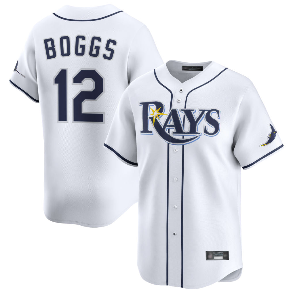 Choea TB.Rays #12 Wade Boggs Player White Home Limited Stitched Jerseys