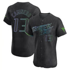 Choea TB.Rays #13 Junior Caminero Player Black City Connect Home Limited Elite Stitched Jerseys