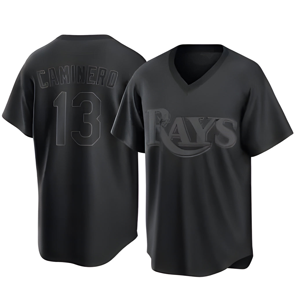 Choea TB.Rays #13 Junior Caminero Player Black Home Game Stitched Jerseys