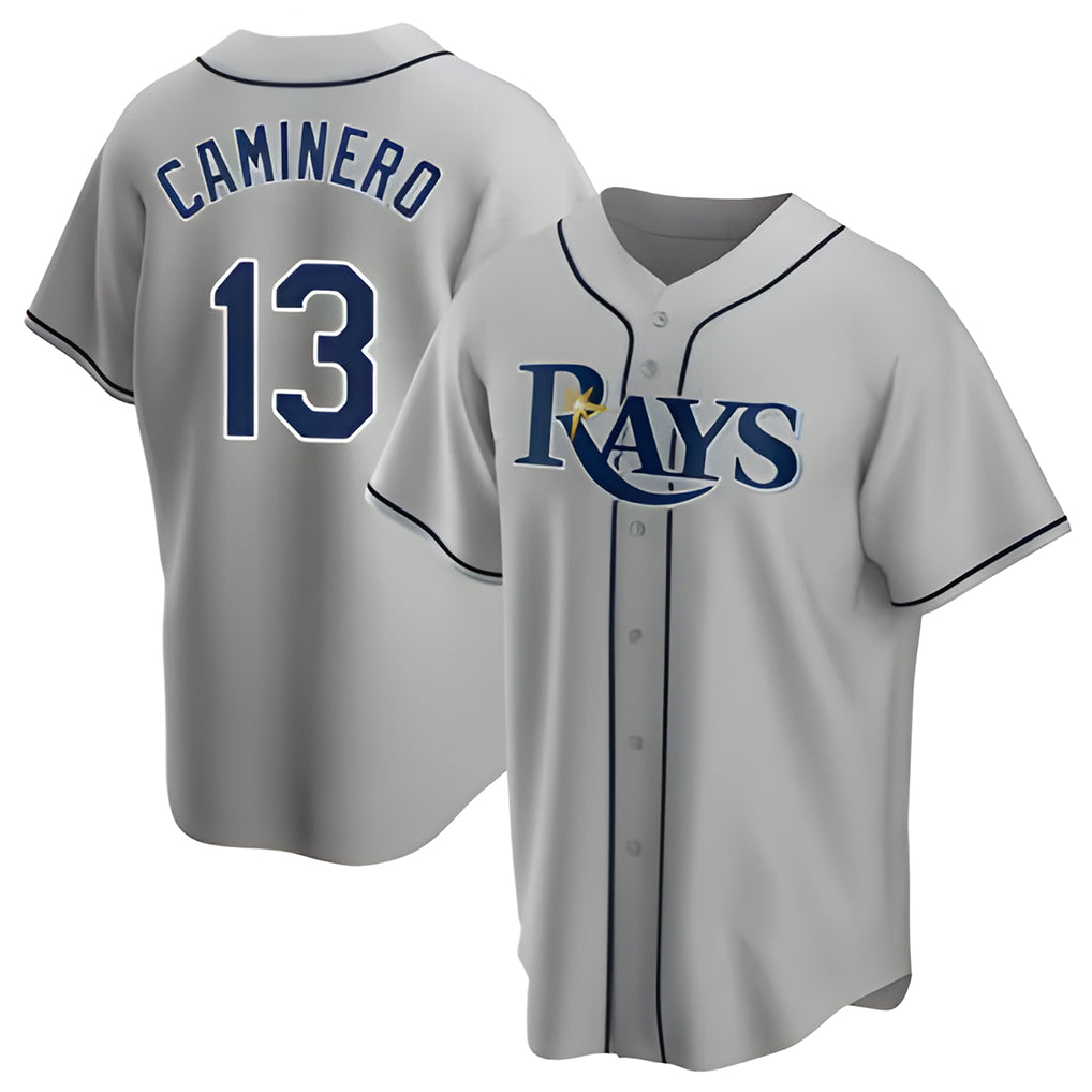 Choea TB.Rays #13 Junior Caminero Player Gray Home Game Stitched Jerseys