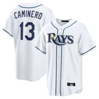 Choea TB.Rays #13 Junior Caminero Player White Home Game Stitched Jerseys