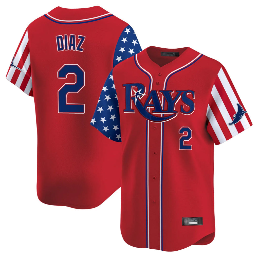 Choea TB.Rays #2 Yandy Diaz Player Red 2025 Independence Day Vapor Premier Limited Stitched Jerseys