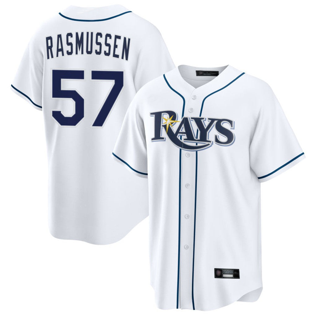Choea TB.Rays #57 Drew Rasmussen Player White Home Game Stitched Jerseys