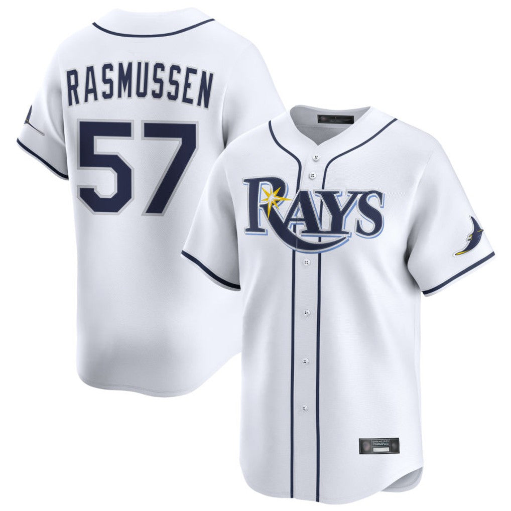 Choea TB.Rays #57 Drew Rasmussen Player White Home Limited Stitched Jerseys
