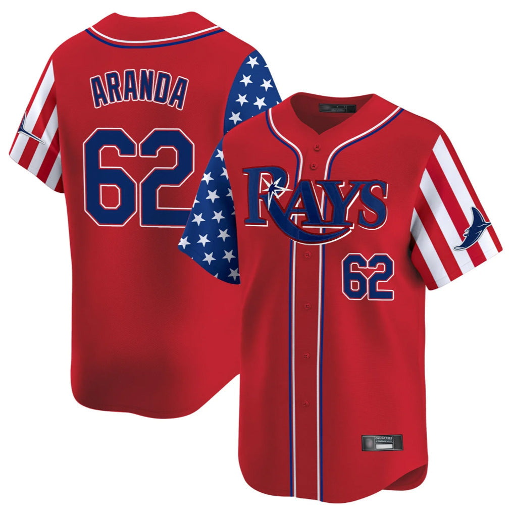 Choea TB.Rays #62 Jonathan Aranda Player Red 2025 Independence Day Vapor Premier Limited Stitched Jerseys