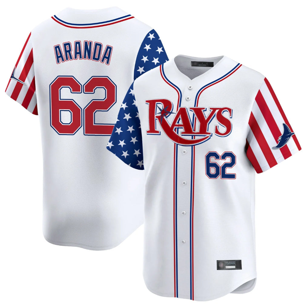 Choea TB.Rays #62 Jonathan Aranda Player White 2025 Independence Day Vapor Premier Limited Stitched Jerseys