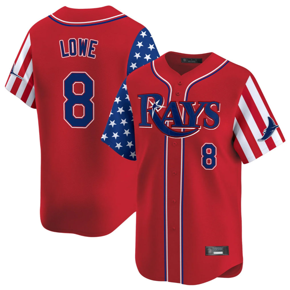 Choea TB.Rays #8 Brandon Lowe Player Red 2025 Independence Day Vapor Premier Limited Stitched Jerseys