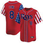 Choea TB.Rays #8 Brandon Lowe Player Red 2025 Independence Day Vapor Premier Limited Stitched Jerseys