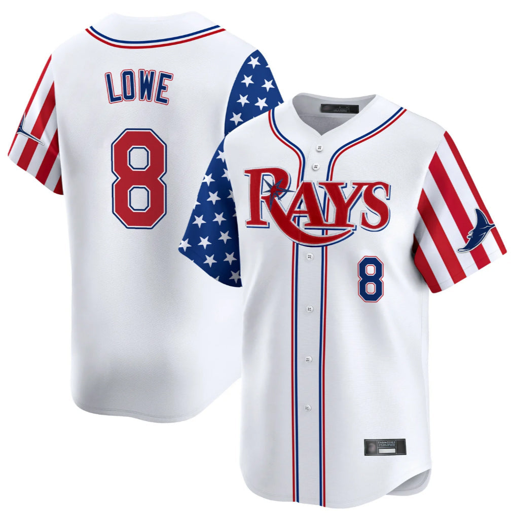 Choea TB.Rays TB.Rays #8 Brandon Lowe Player White 2025 Independence Day Vapor Premier Limited Stitched Jerseys