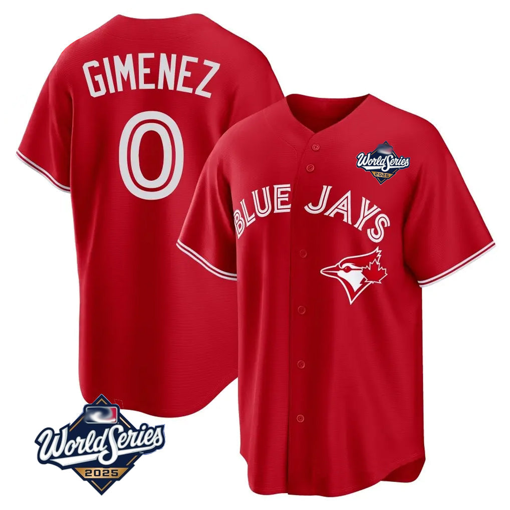 Choea T.Blue Jays #0 Andres Gimenez Player Red 2025 World Series Limited Stitched Jerseys