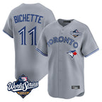 Choea T.Blue Jays #11 Bo Bichette Player Gray 2025 World Series Limited Home Stitched Jerseys