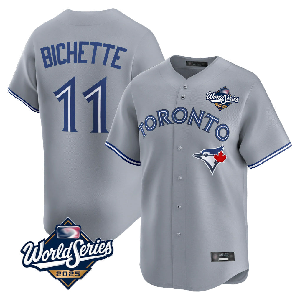 Choea T.Blue Jays #11 Bo Bichette Player Gray 2025 World Series Limited Home Stitched Jerseys