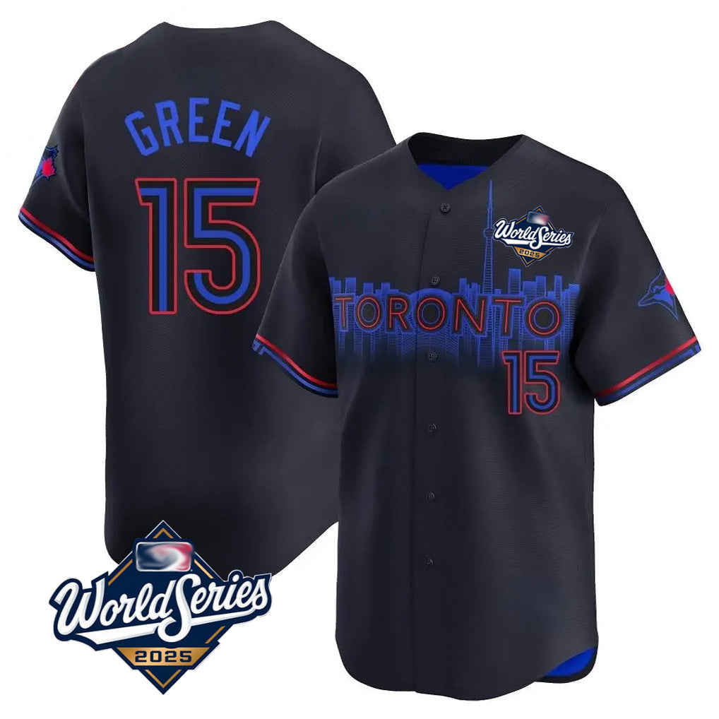 Choea T.Blue Jays #15 Chad Green Player Black&Blue 2025 World Series City Connect Stitched Jerseys