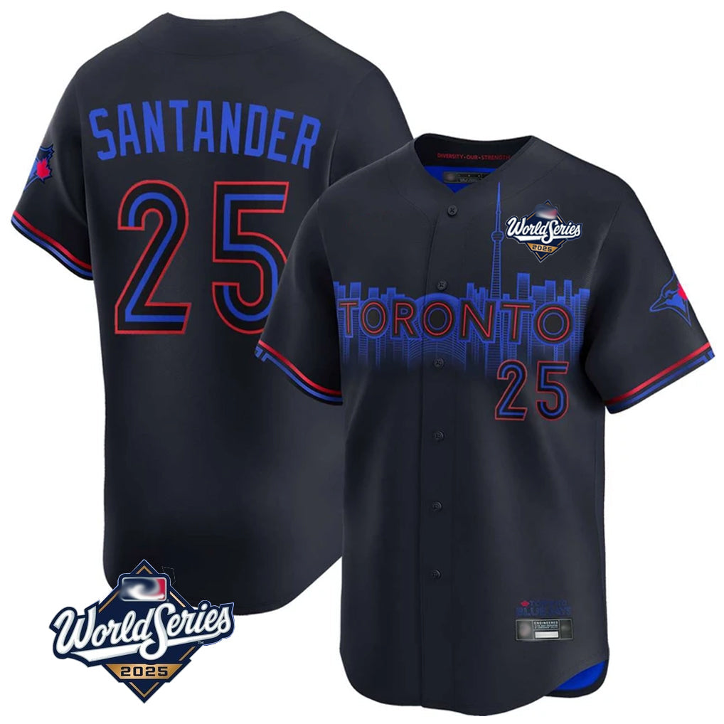 Choea T.Blue Jays #25 Anthony Santander Player Black&Blue 2025 World Series City Connect Limited Stitched Jerseys