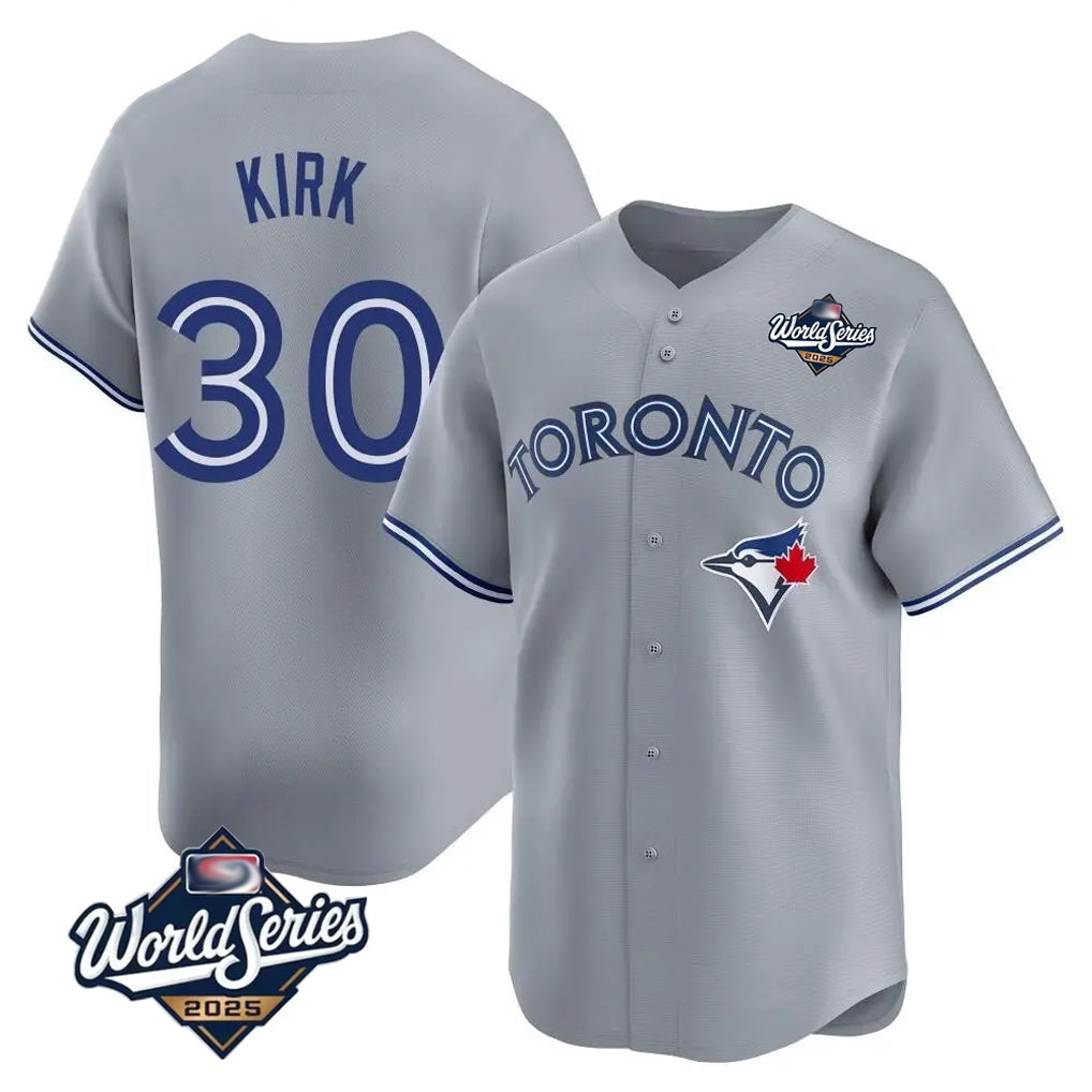 Choea T.Blue Jays #30 Alejandro Kirk Player Gray&Blue 2025 World Series Limited Stitched Jerseys