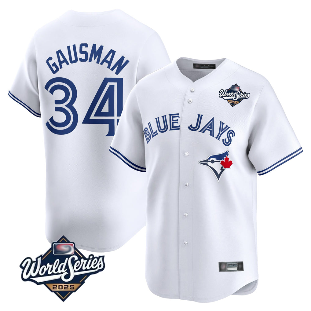 Choea T.Blue Jays #34 Kevin Gausman Player White 2025 World Series Home Limited Stitched Jerseys