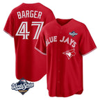 Choea T.Blue Jays #47 Addison Barger Player Red 2025 World Series Game Stitched Jerseys