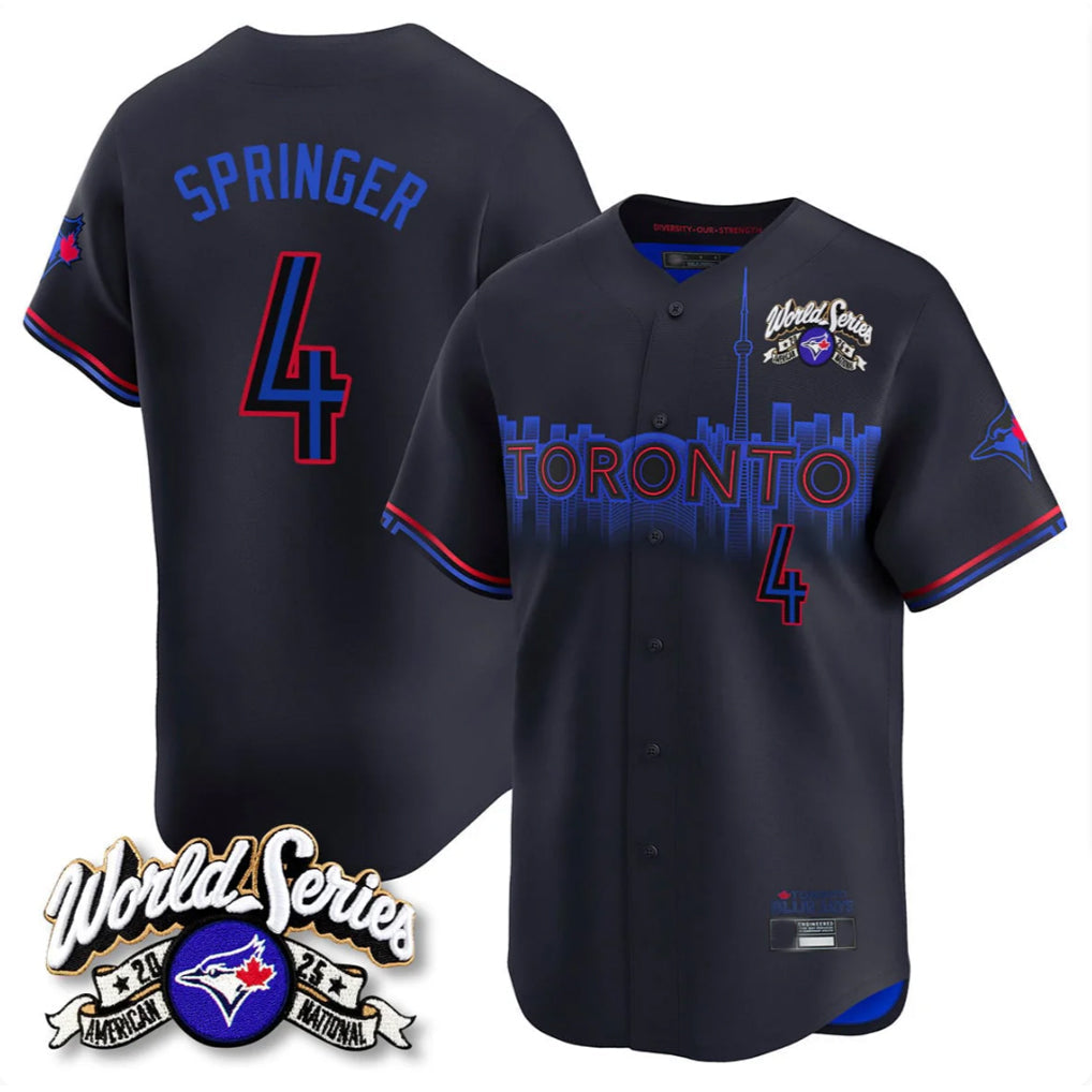 Choea T.Blue Jays #4 George Springer Player Black 2025 American League City Connect Limited Stitched Jerseys