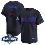 Choea T.Blue Jays #4 George Springer Player Black AL East Division City Connect Limited Stitched Jerseys