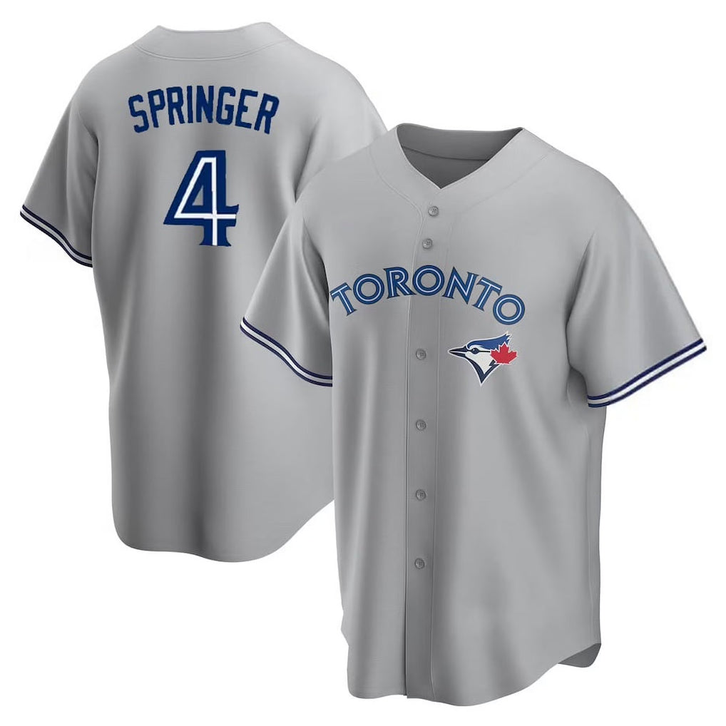 Choea T.Blue Jays #4 George Springer Player Gray Home Game Stitched Jerseys