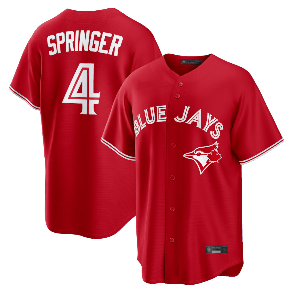 Choea T.Blue Jays #4 George Springer Player Red Home Game Stitched Jerseys