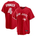 Choea T.Blue Jays #4 George Springer Player Red Home Game Stitched Jerseys
