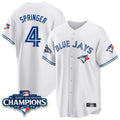 Choea T.Blue Jays #4 George Springer Player White 2025 World Series Stitched Jerseys
