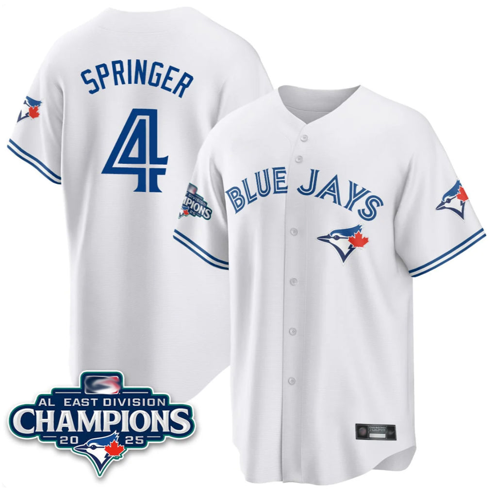 Choea T.Blue Jays #4 George Springer Player White 2025 World Series Stitched Jerseys