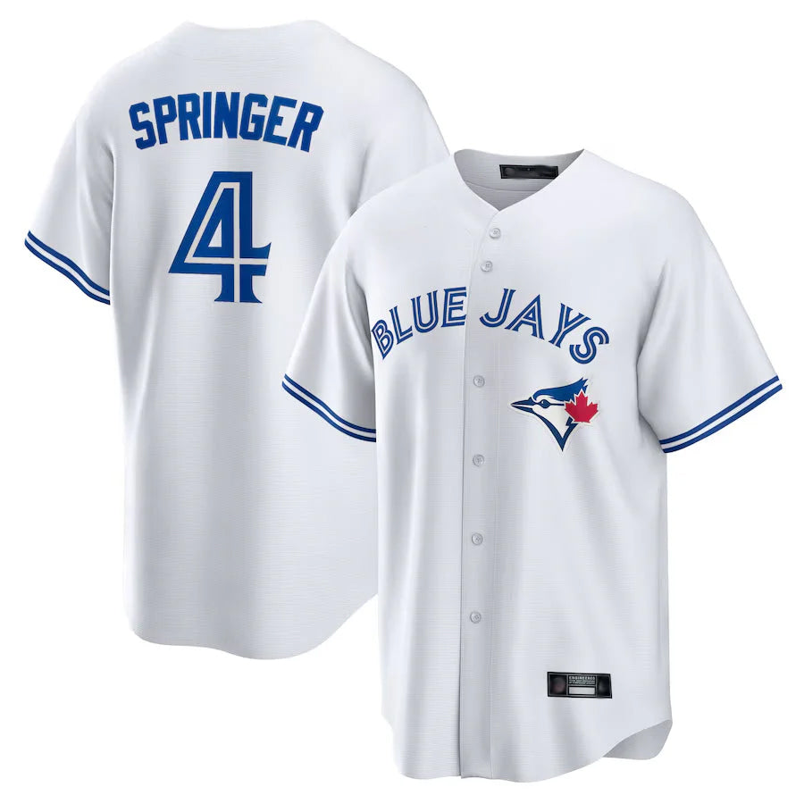 Choea T.Blue Jays #4 George Springer Player White Home Game Stitched Jerseys