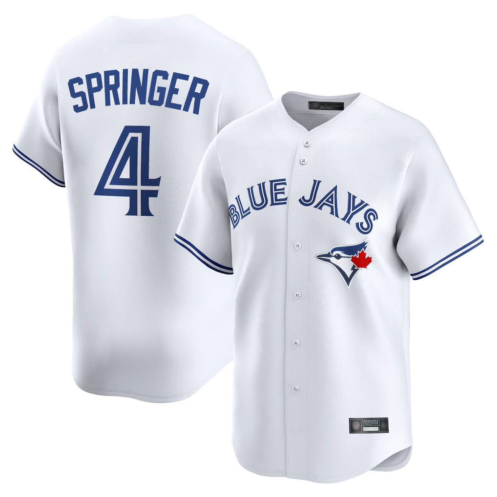 Choea T.Blue Jays #4 George Springer Player White Home Limited Stitched Jerseys